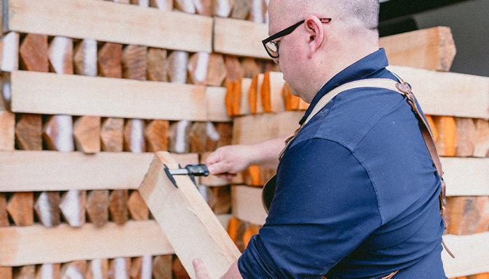 English willow clefts being checked by Rod Grey from Cooper Cricket