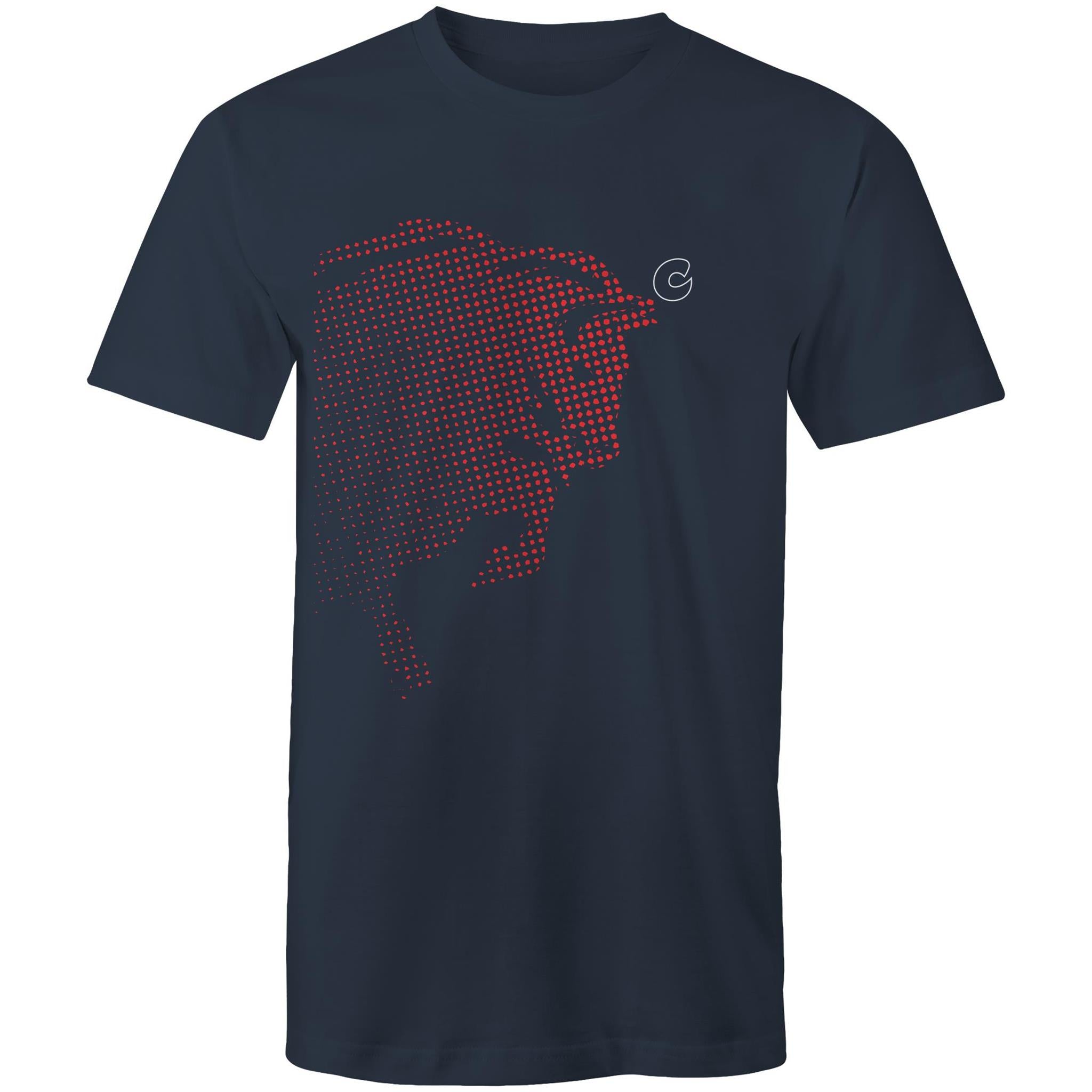 Cooper Bison T-Shirt in navy with red bison graphic and modern cut, made of soft 100% cotton for comfort.