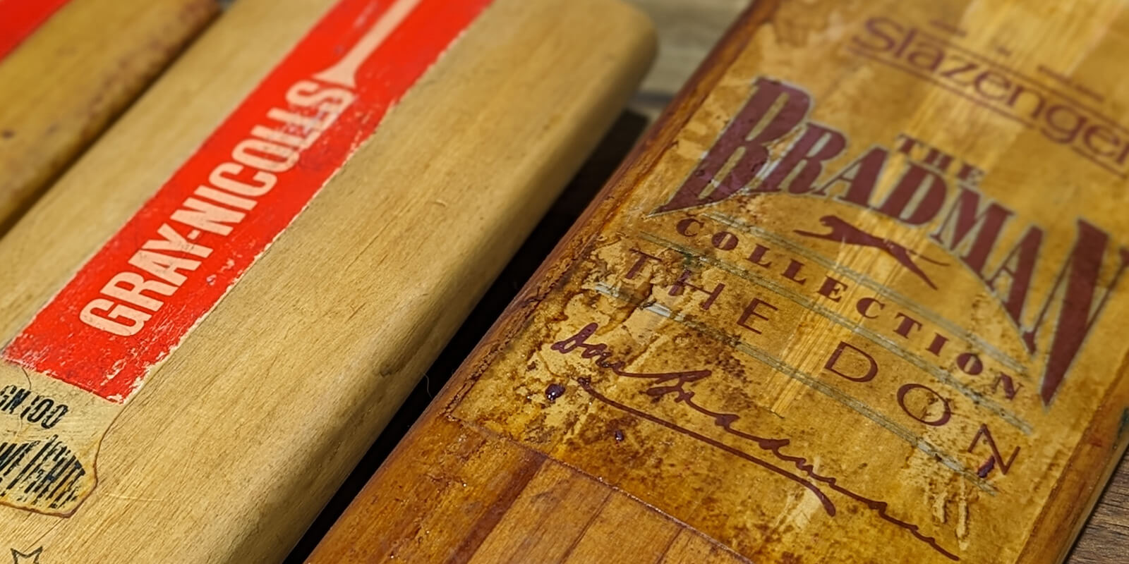 Slazenger and Gray-Nicolls cricket bats for restoration