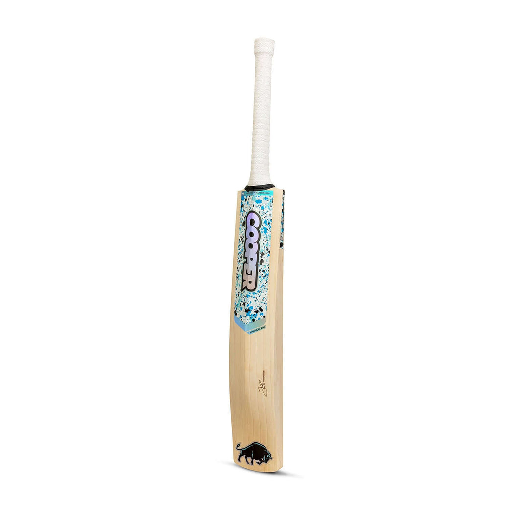 JB140 Limited Edition Player Replica Cricket Bat with blue and black design, featuring Josh Brown's signature.