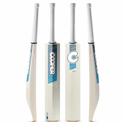 Cooper Alto cricket bat, blue colourway, four angles