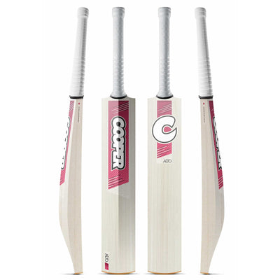 Cooper Alto cricket bat, red and maroon colourway, four angles