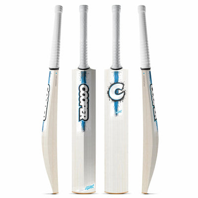 Cooper Apex cricket bat, blue colourway, four angles