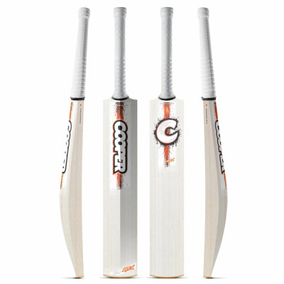 Cooper Apex cricket bat, orange colourway, four angles