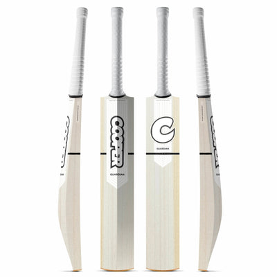 Cooper Guardian standard cricket bat, white colourway, four angles