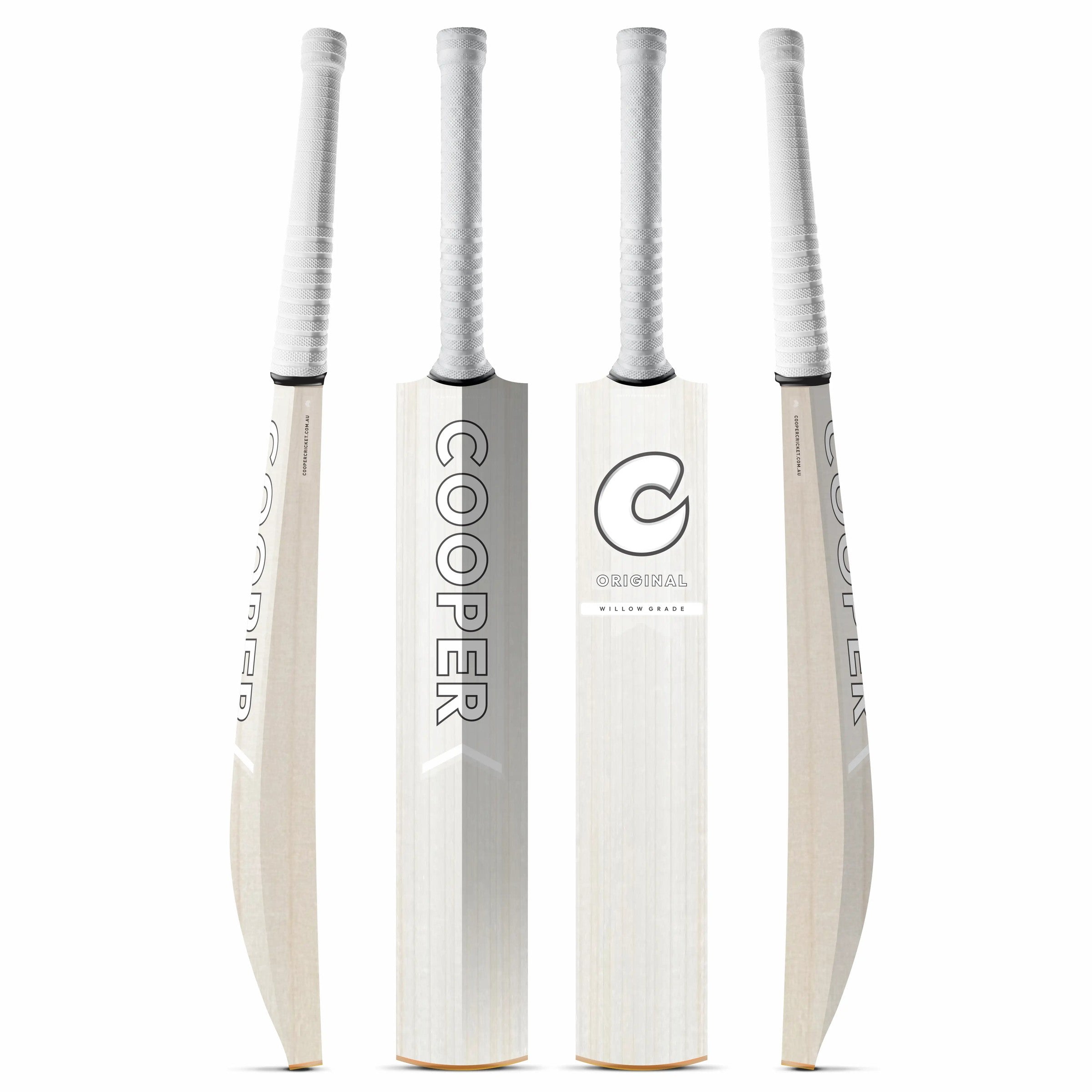 Cooper Original standard cricket bat, white colourway, four angles