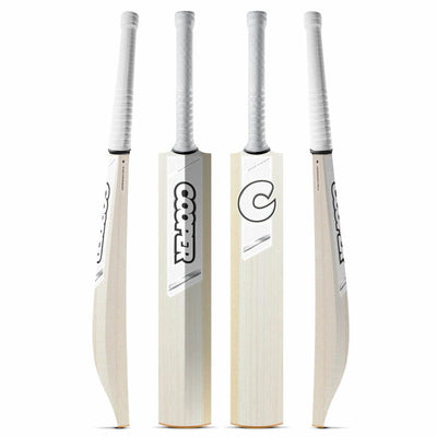 Cooper Sentinel cricket bat, white colourway, four angles