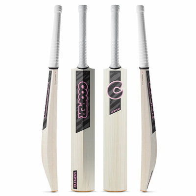 Cooper Vanta cricket bat, black and pink colourway, four angles