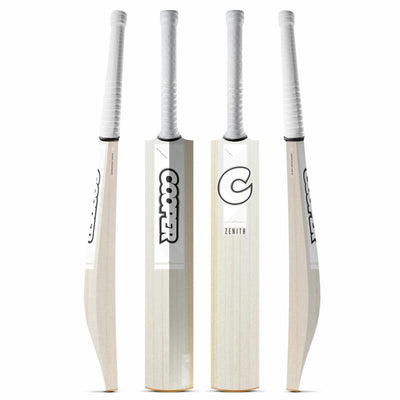 Cooper Zenith standard cricket bat, white colourway, four angles